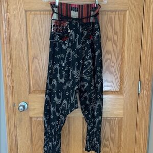 Bohemian Black and Red Harem Pants